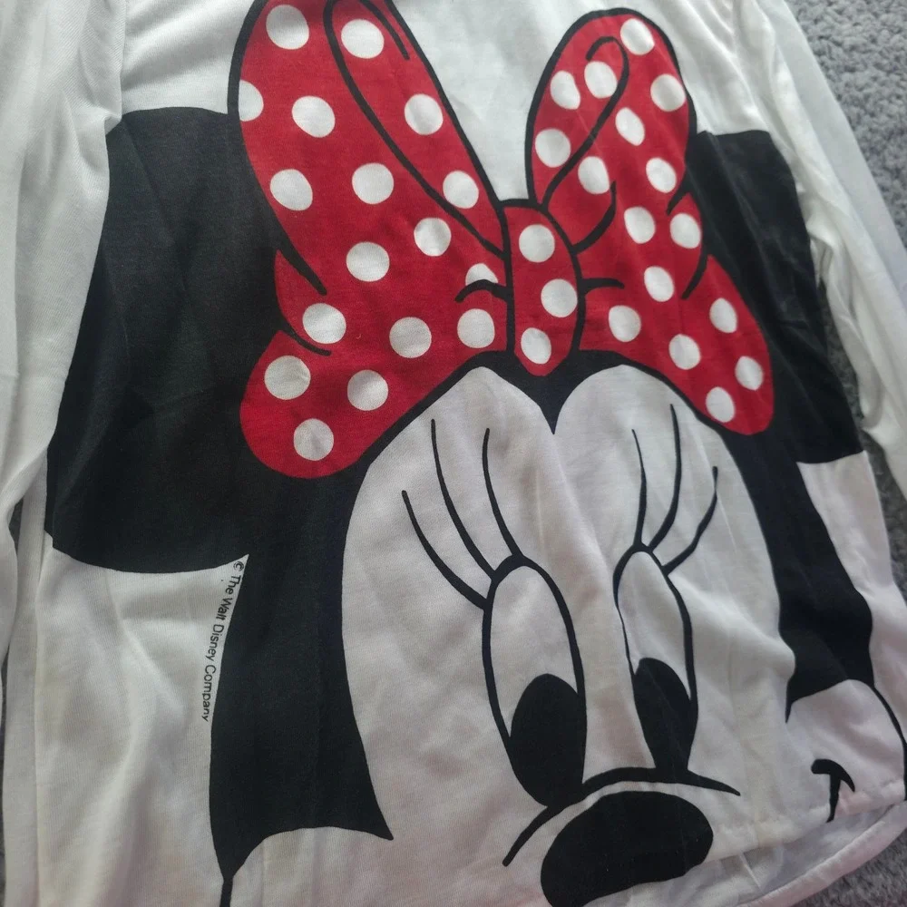 Vintage Disney Minnie Mouse Pajama Set Kids Size 12 White Red 2pc L.V. Myles USA